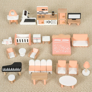 Casa de Muñecas de Madera con Muebles y Accesorios