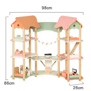 Casa de Muñecas de Madera con Muebles y Accesorios