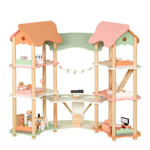 Casa de Muñecas de Madera con Muebles y Accesorios