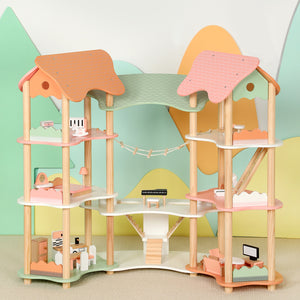 Casa de Muñecas de Madera con Muebles y Accesorios