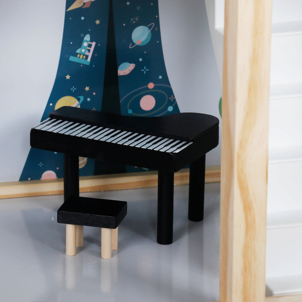 Casa de Muñecas Verde Azulado con Muebles