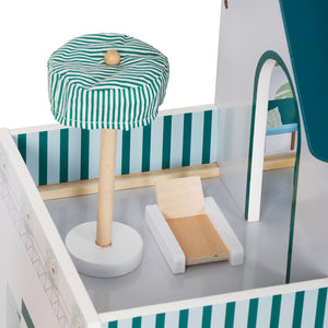 Casa de Muñecas Verde Azulado con Muebles