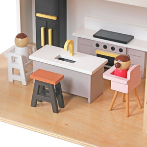 Casa de Muñecas Villa Moderna con Accesorios y Muñequitos