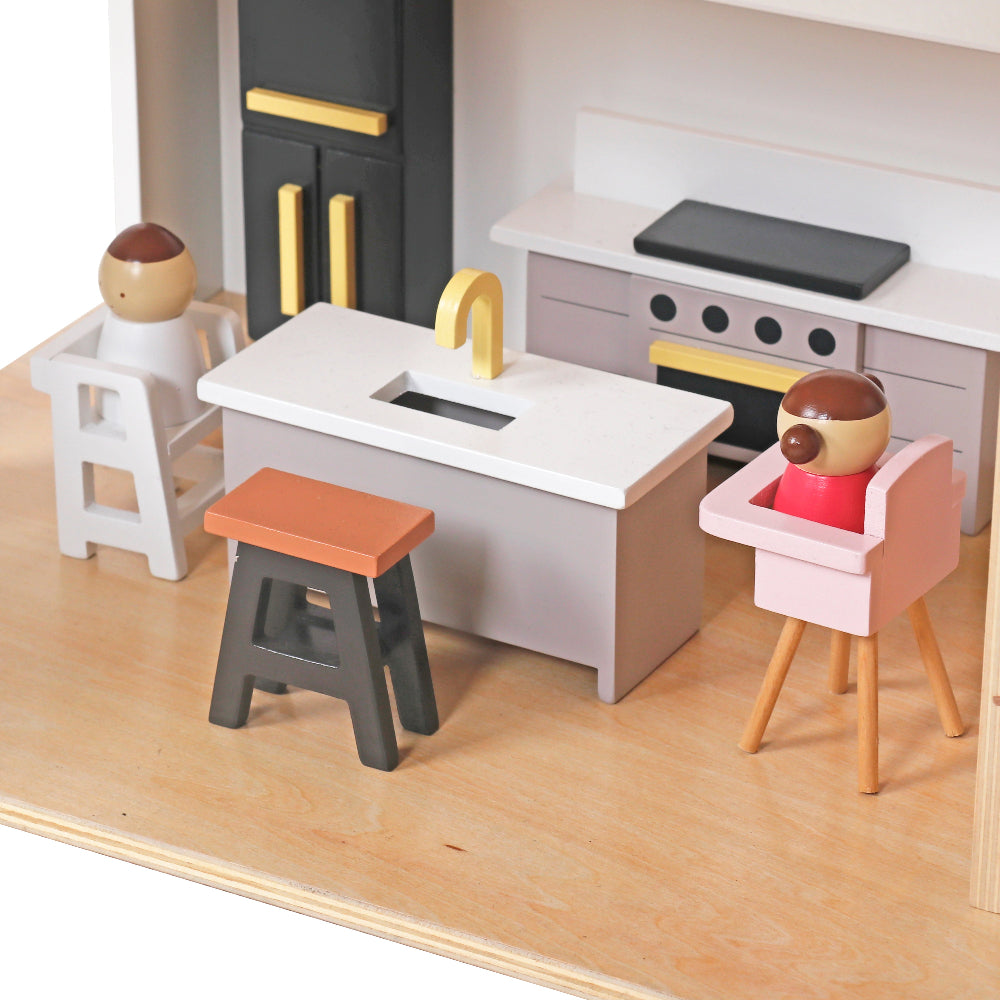 Casa de Muñecas Villa Moderna con Accesorios y Muñequitos