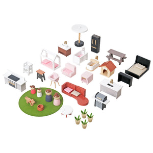 Casa de Muñecas Villa Moderna con Accesorios y Muñequitos