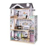 Casa de Muñecas de 3 Pisos con Muebles – Estilo Clásico