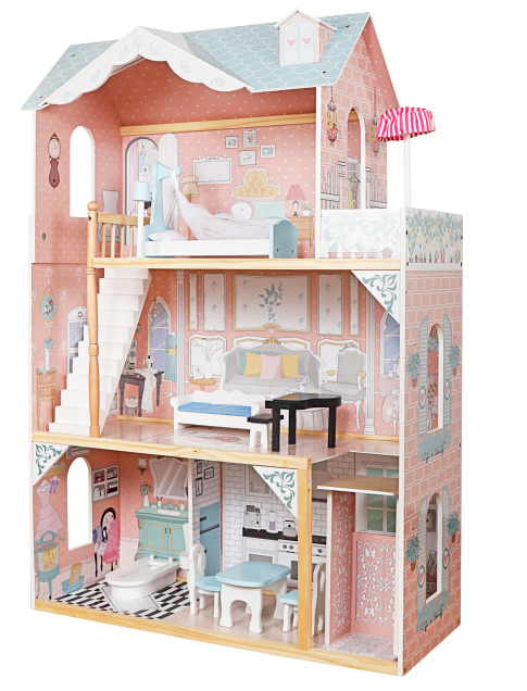 Casita de Muñecas de 3 Pisos con Muebles y Accesorios