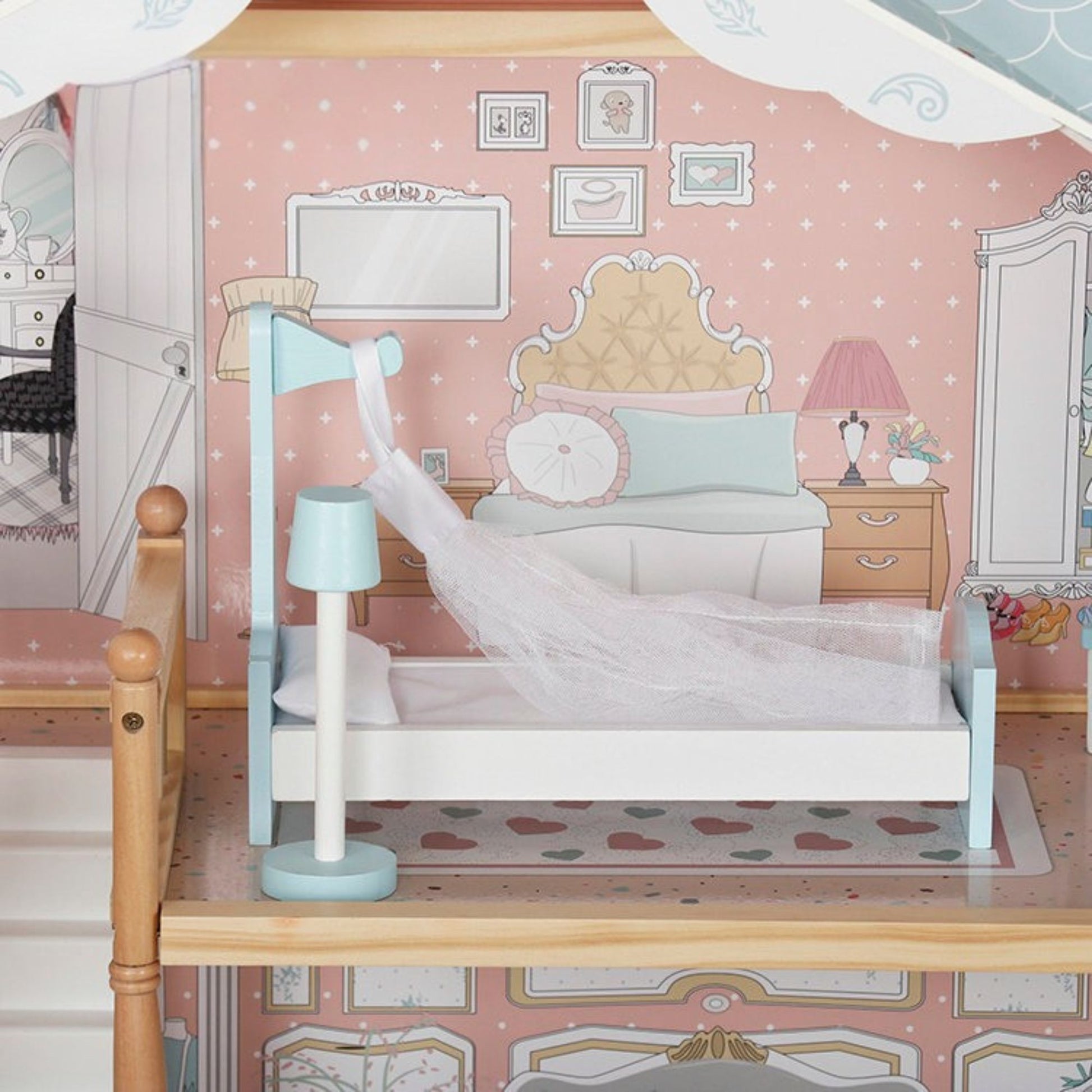 Casita de Muñecas de 3 Pisos con Muebles y Accesorios