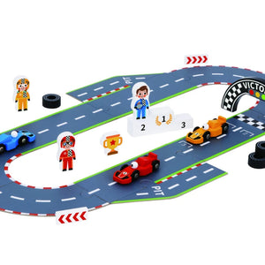 Circuito de Carreras de Madera con Accesorios -29 Piezas