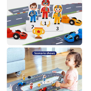 Circuito de Carreras de Madera con Accesorios -29 Piezas