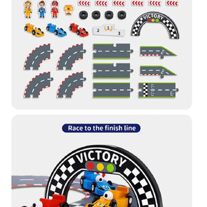 Circuito de Carreras de Madera con Accesorios -29 Piezas