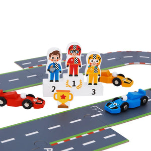 Circuito de Carreras de Madera con Accesorios -29 Piezas