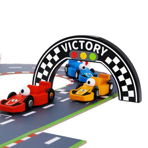 Circuito de Carreras de Madera con Accesorios -29 Piezas