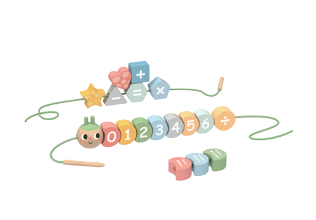 Juego de Enhebrado Educativo – Oruga de Números y Operaciones 20 Piezas