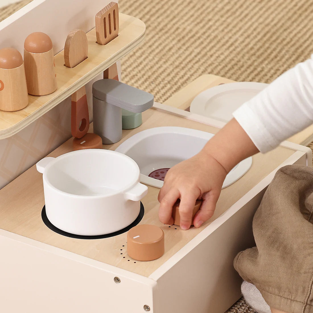 Cocinita Portátil de Juguete de Madera – Set Completo