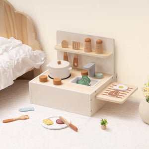 Cocinita Portátil de Juguete de Madera – Set Completo