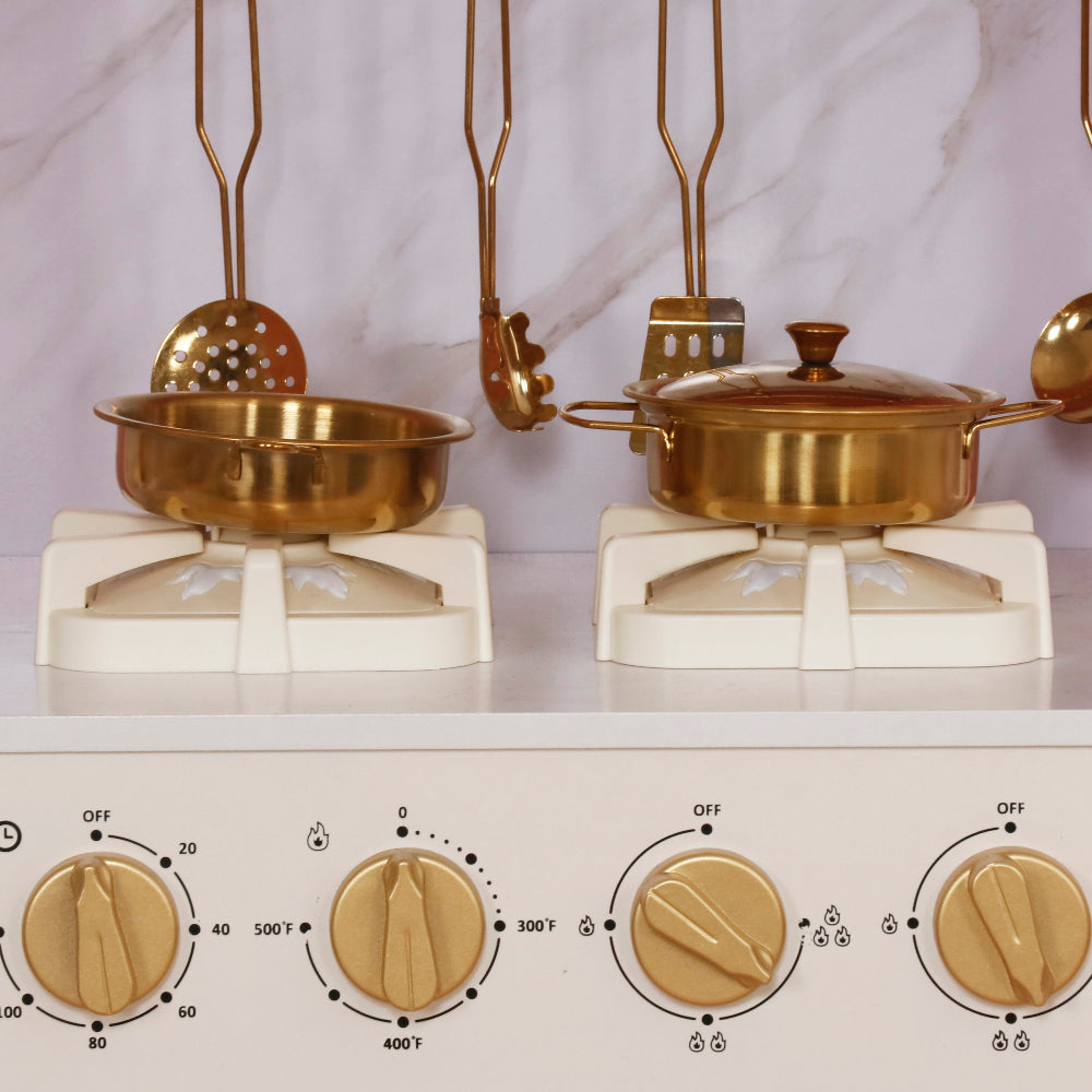Cocina Rosa con Luces, Sonidos, Fregadero con Agua Real, Máquina de Hielo, Cafetera y Accesorios