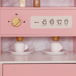 Cocina Rosa con Luces, Sonidos, Fregadero con Agua Real, Máquina de Hielo, Cafetera y Accesorios
