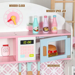 Cocina de Madera Rosada con Accesorios