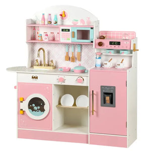 Cocina de Madera Rosada con Accesorios