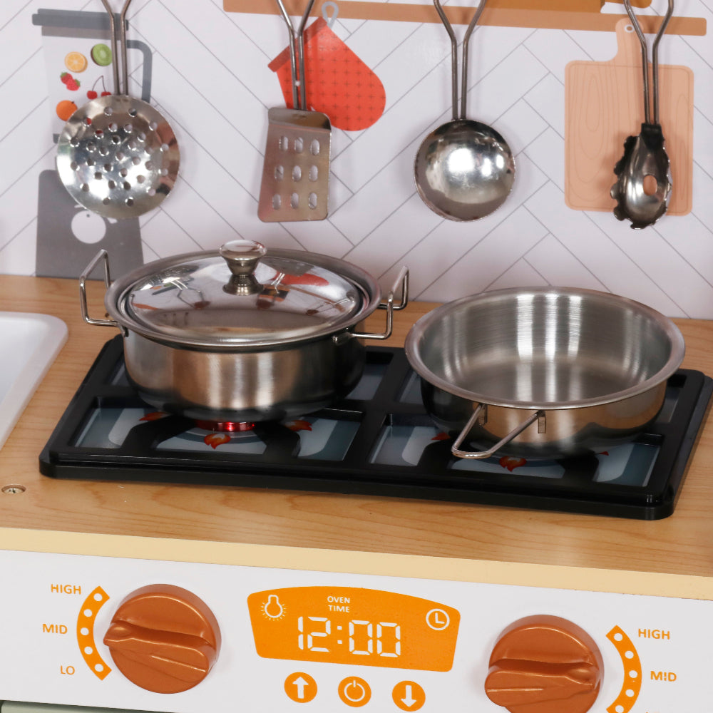 Cocina con Luces, Sonidos, Accesorios de Acero Inoxidable y Dispensador de Agua