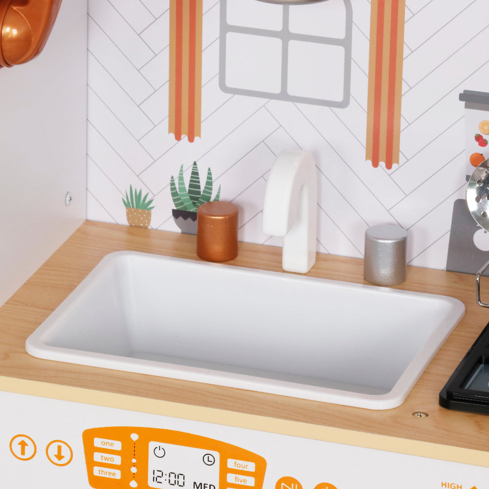 Cocina con Luces, Sonidos, Accesorios de Acero Inoxidable y Dispensador de Agua