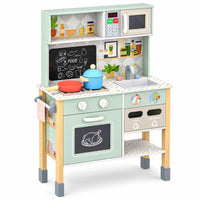 Cocina de Madera con Estufa y Microondas Electrónicos