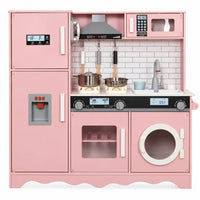 Cocina Rosa con Luces, Sonidos, Fregadero con Agua Real y Electrodoméstico