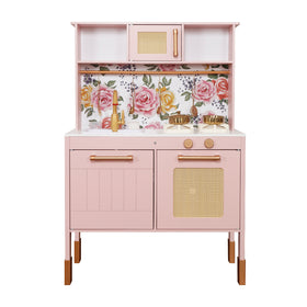 Cocina Rosa Floral con Luces, Sonidos, Fregadero con Agua Real y Accesorios