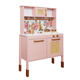 Cocina Rosa Floral con Luces, Sonidos, Fregadero con Agua Real y Accesorios