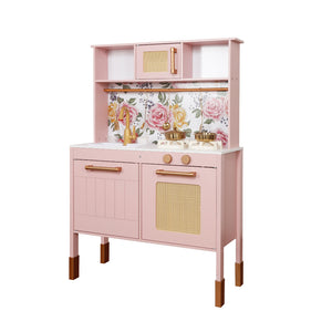 Cocina Rosa Floral con Luces, Sonidos, Fregadero con Agua Real y Accesorios