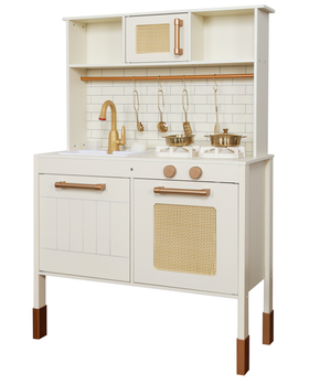 Cocina Beige con Luces, Sonidos, Fregadero con Agua Real y Accesorios