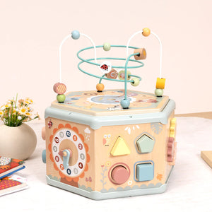 Cubo de Actividades Multifuncional de Madera 7 en 1