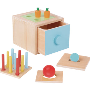 Cubo Multifuncional de Madera Montessori con Cajón y Piezas