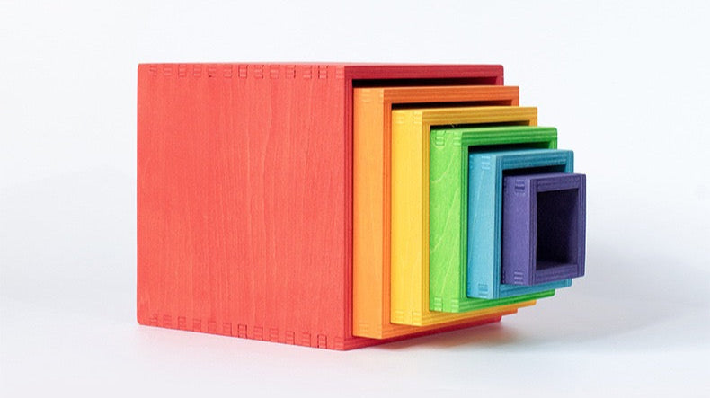Cubos Apilables Arcoíris de Madera Montessori