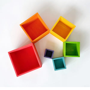 Cubos Apilables Arcoíris de Madera Montessori
