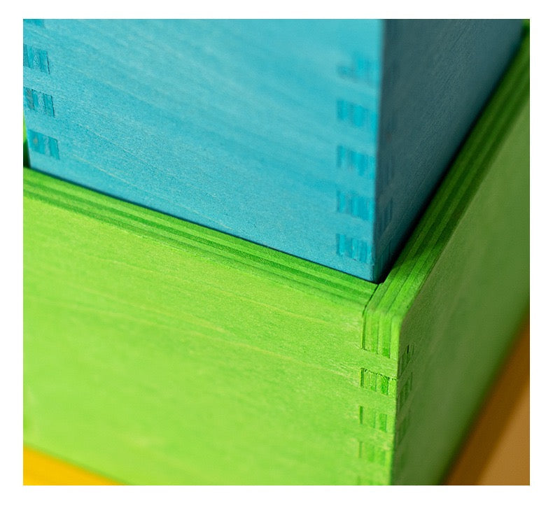 Cubos Apilables Arcoíris de Madera Montessori