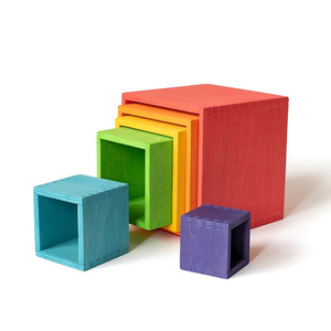 Cubos Apilables Arcoíris de Madera Montessori