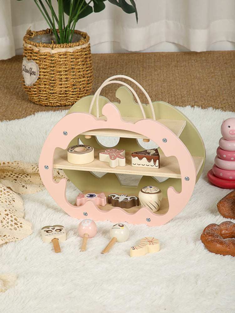 Estante de Calabaza con Dulces de Madera