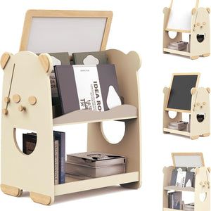 Estante Infantil de Madera 3 Niveles 4 en 1 con Pizarra