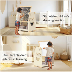 Estante Infantil de Madera 3 Niveles 4 en 1 con Pizarra