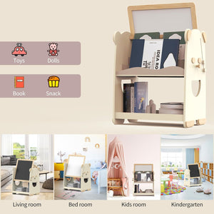 Estante Infantil de Madera 3 Niveles 4 en 1 con Pizarra