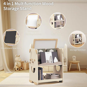 Estante Infantil de Madera 3 Niveles 4 en 1 con Pizarra