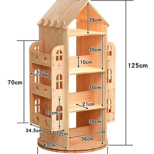 Estantería Giratoria de Madera Sólida