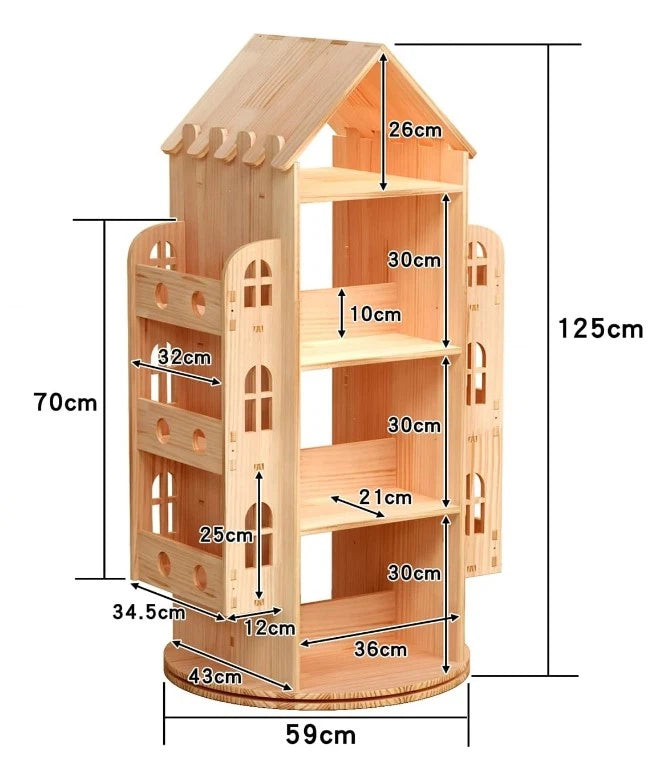 Estantería Giratoria de Madera Sólida