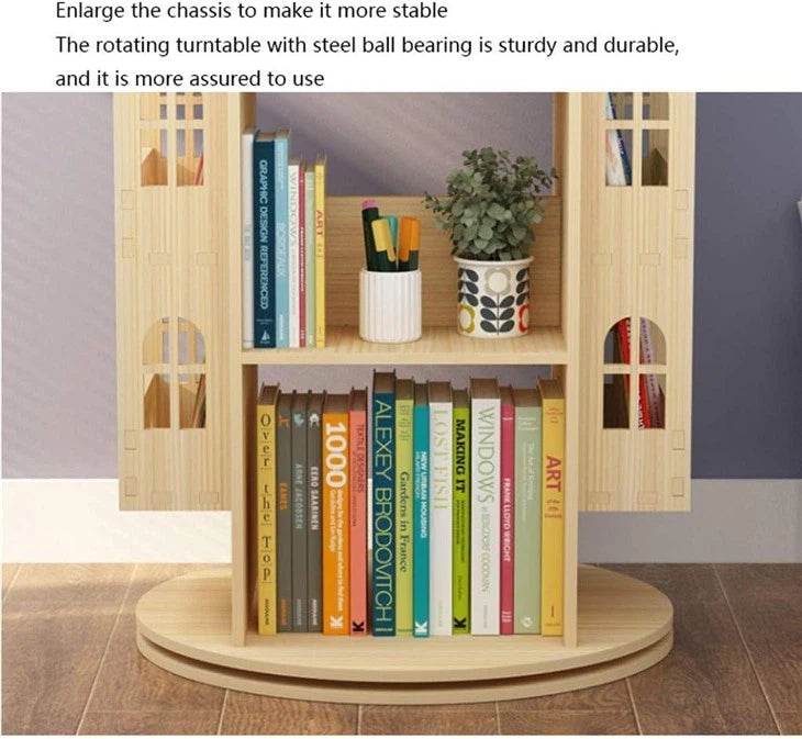 Estantería Giratoria de Madera Sólida