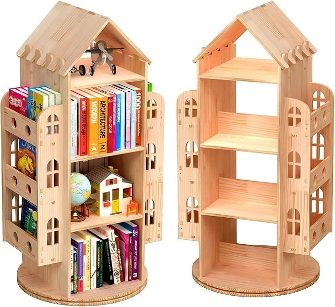 Estantería Giratoria de Madera Sólida