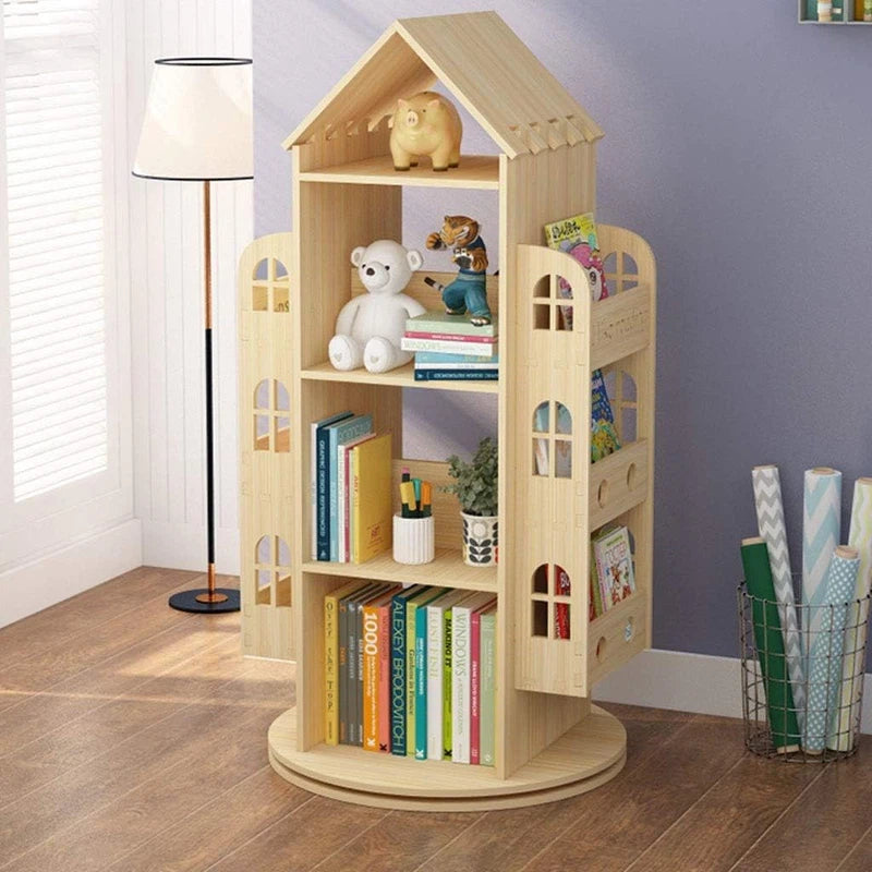 Estantería Giratoria de Madera Sólida