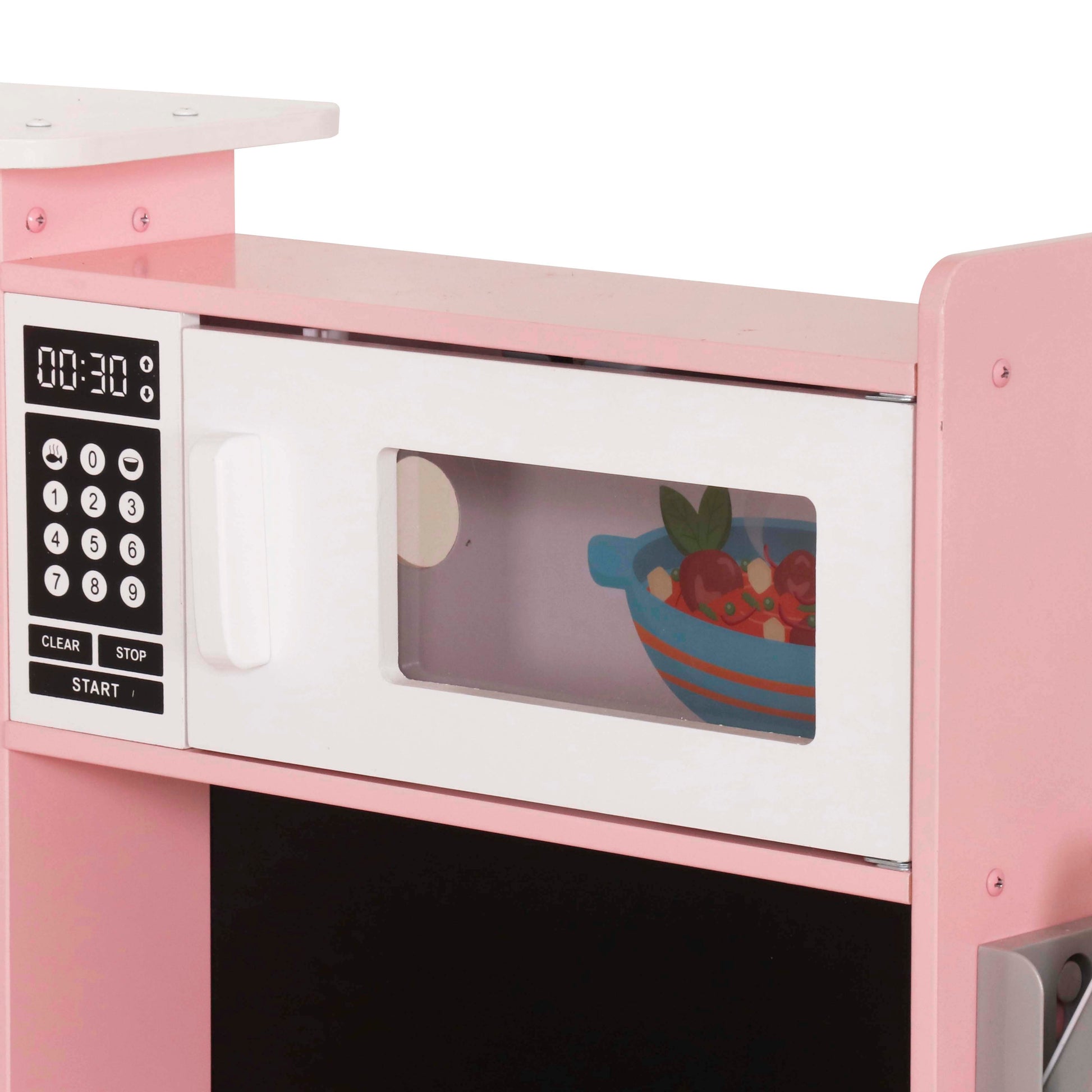 Gran Cocina Rosa Esquinera con Pantalla LCD, Luces, Sonidos, Fregadero de Agua Real y Accesorios