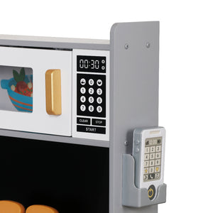 Gran Cocina Gris Esquinera con Pantalla LCD, Luces, Sonidos, Fregadero de Agua Real y Accesorios